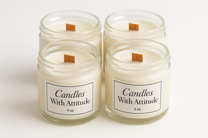 With wooden wicks and white cream wax